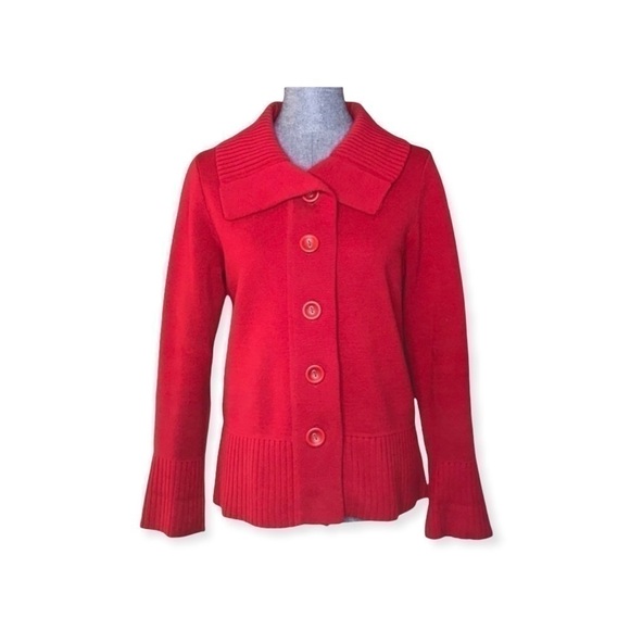 Chico's Sweaters - Chico's button down cardigan sweater
red , size 1, large collar